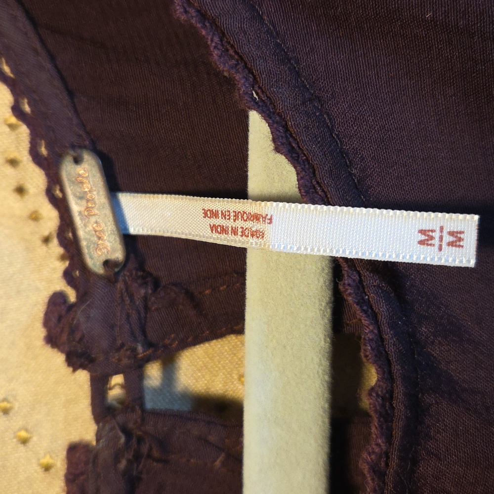Free People Deep Purple Top with Lace Detail,sz M. - Picture 6 of 9